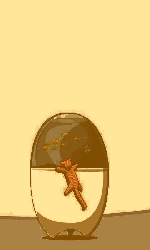 Кот прыгает на аквариум обои