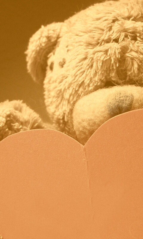 Мишка с сердцечком обои