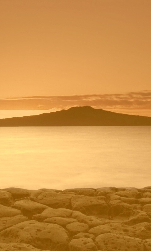 Закат за островом Рангитото обои