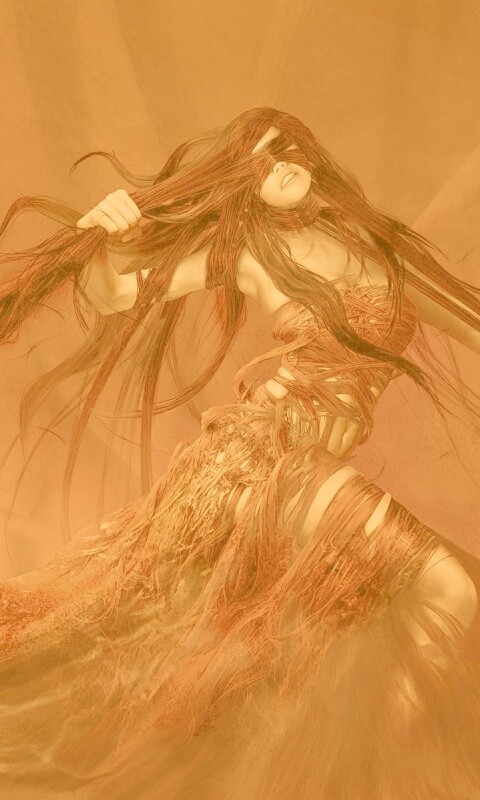 Девушка в красной мантии обои