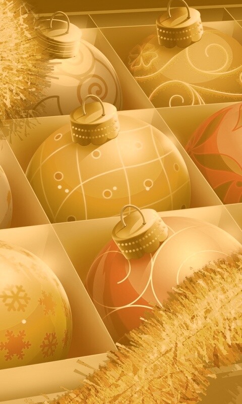 Елочные игрушки в коробке обои