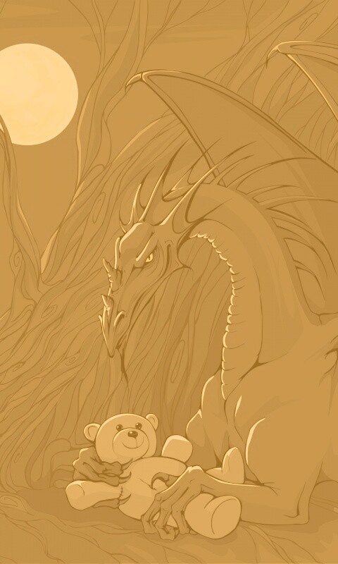 Дракон с любимой игрушкой обои