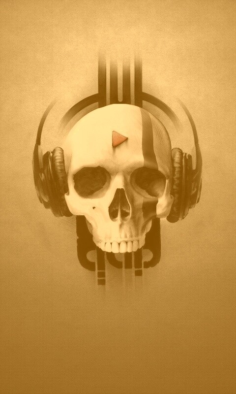 Череп в наушниках обои