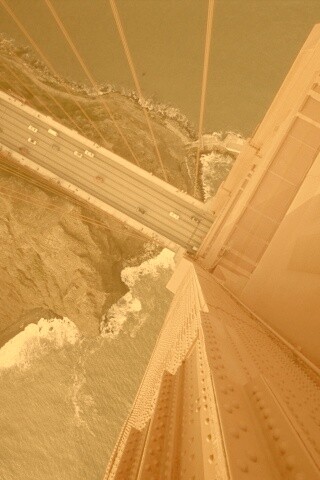 Вид в с пролета моста Золотые Ворота обои