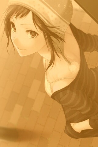 Девушка с гитарным чехлом обои