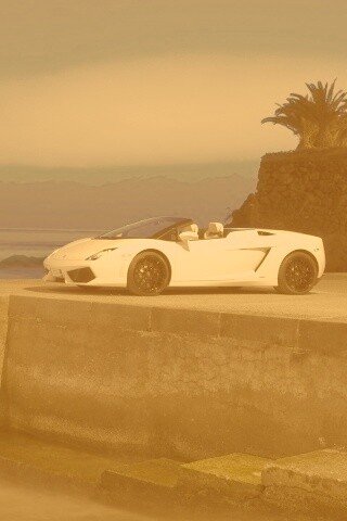 Белый кабриолет ламбо обои