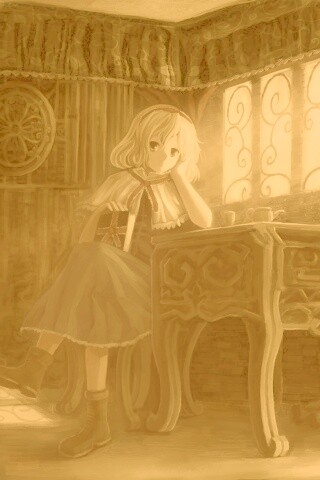 Девочка за столом с книгами обои