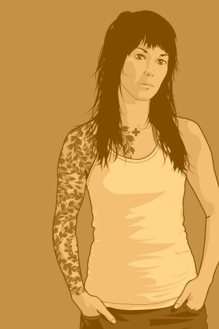 Девушка с татуировкой в виде листвы обои