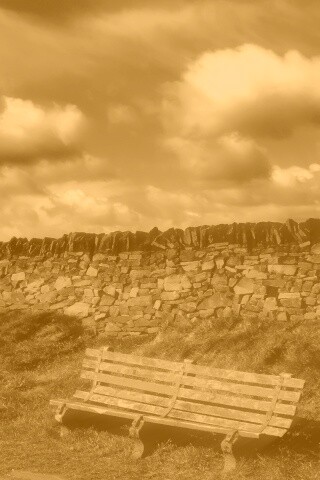 Скамейка у дороги обои