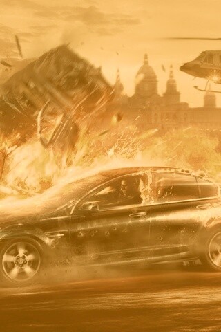 Погоня за горящей машиной обои