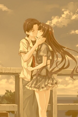 Поцелуй на набережной обои