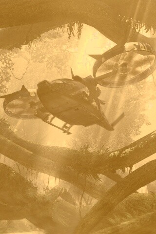 Вертолет в инопланетных джунглях обои