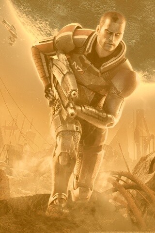 Капитан Шепард на руинах обои