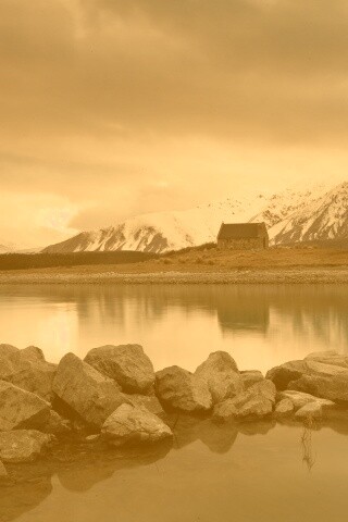 Домик на озере обои