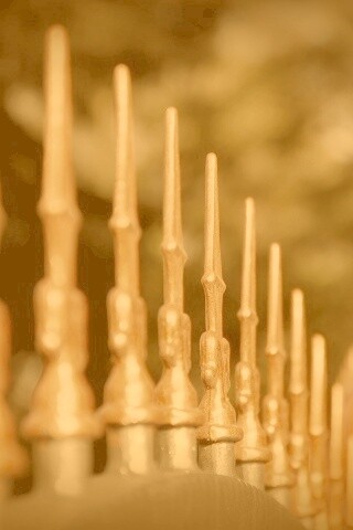 Оранжевые наконечники на ограде обои