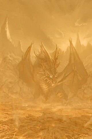 Дракон в лаве обои