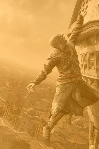 Ассасин лезет на башню обои