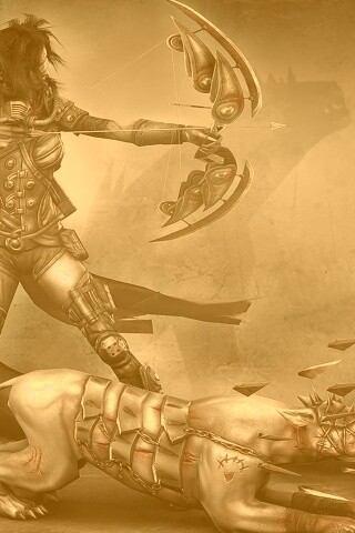 Лучница с боевым псмо обои