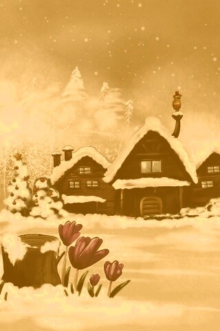 Деревня в новый год обои