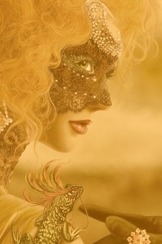 Девушка в карнавальной маске обои