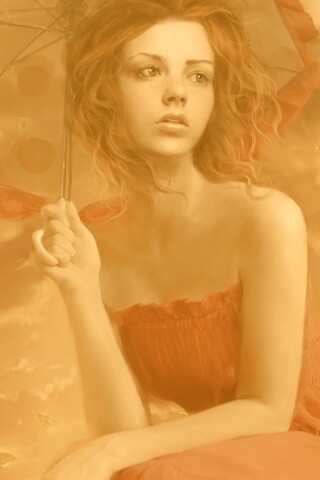 Девушка с зонтиком обои