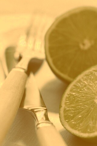 Нож, вилка и лайм обои