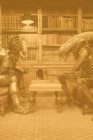 Чужой против хищника в шахматы обои