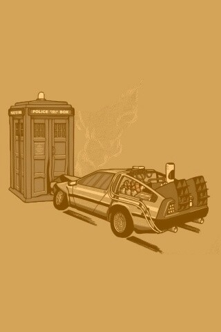 Что будет если ДеЛореан врежется в Тардис? обои