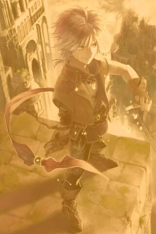 Анимешный парень с горстью кристаллов обои