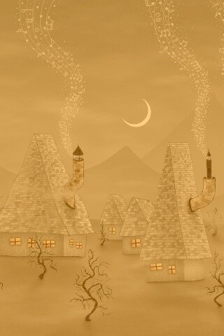 Ночная деревенька обои