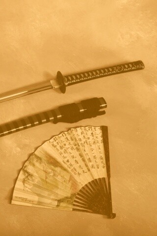 Катана и веер обои