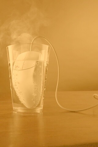 Дымящаяся мышка в стакане воды обои
