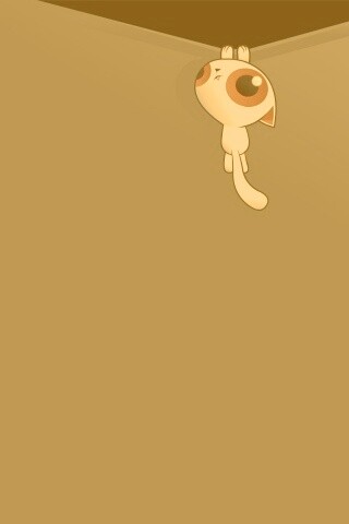 Кот, зацепившийся за край обои