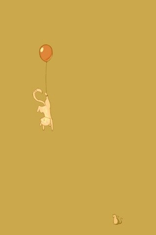 Котэ улетает на шаре обои