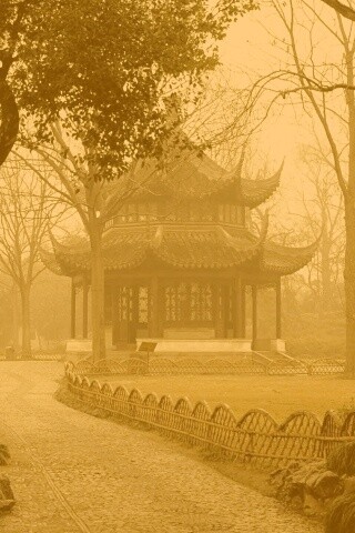 Домик я японском саду обои