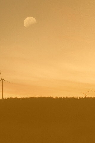 Закат за холмом обои