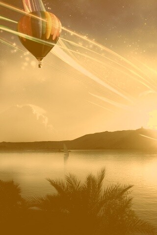 Радужный воздушный шар обои