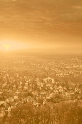 Закат над городом обои