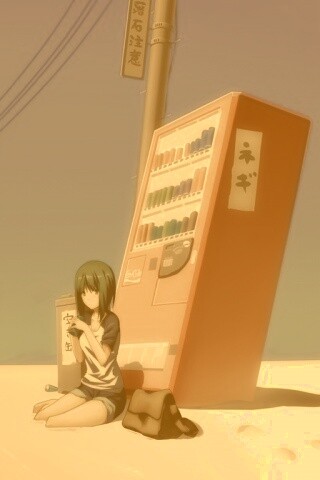 Девушка у автомата обои