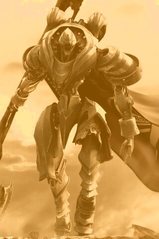 Боевой робот с топором в руке обои