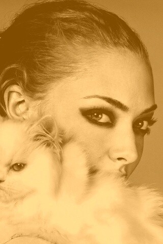 Девушка с кошкой обои