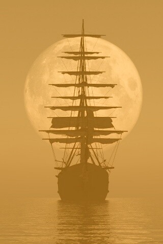 Корабль со спущенными парусами обои