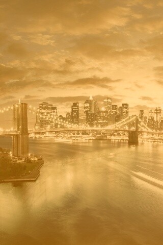 Мост в Нью-Йорке ночью обои