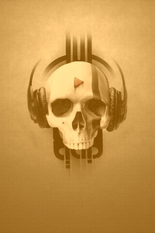 Череп в наушниках обои