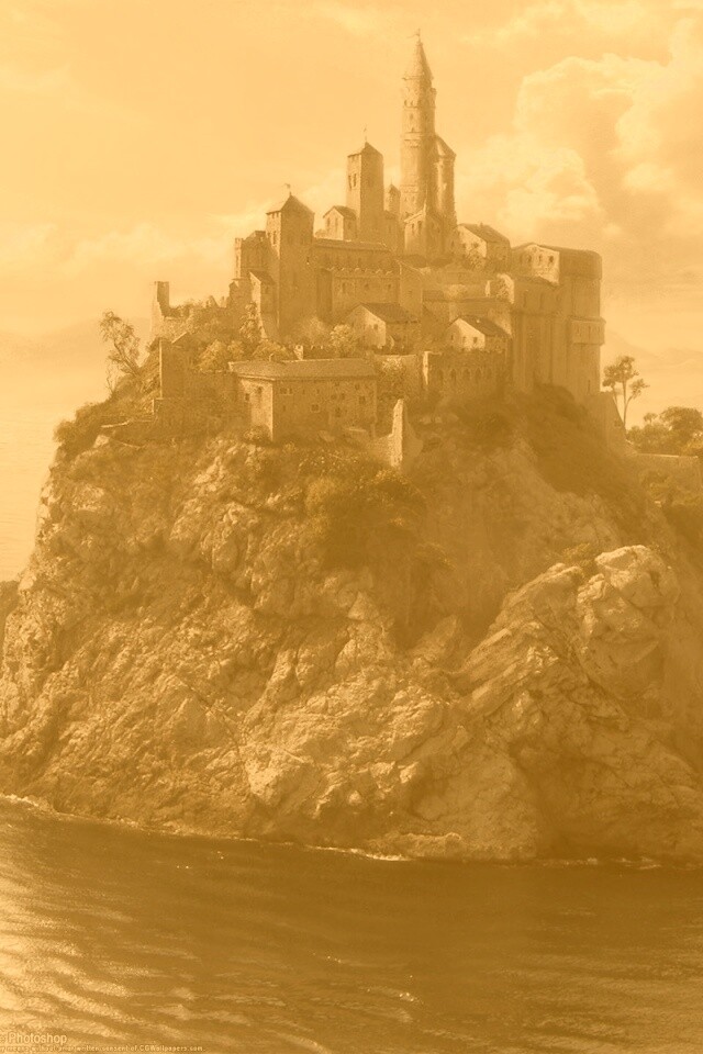 Замок на скале обои