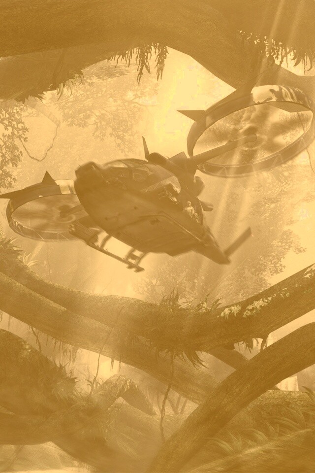 Вертолет в инопланетных джунглях обои