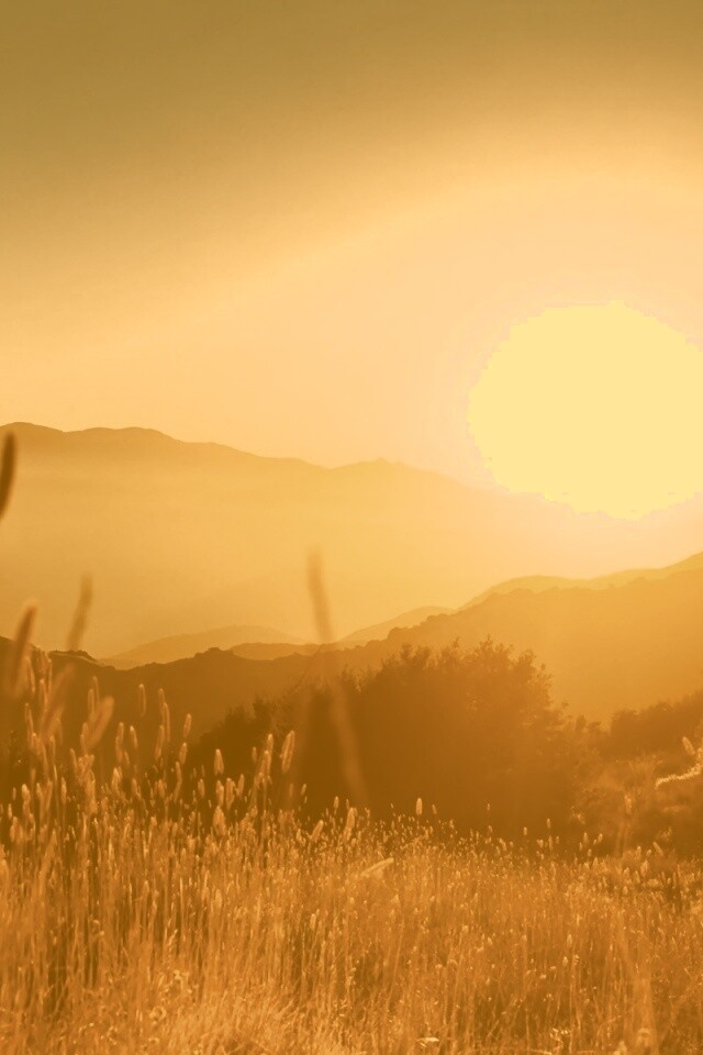 Восход над холмами обои