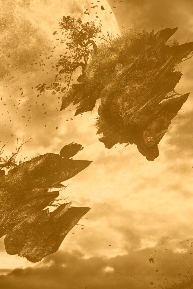 Летящие куски земли обои