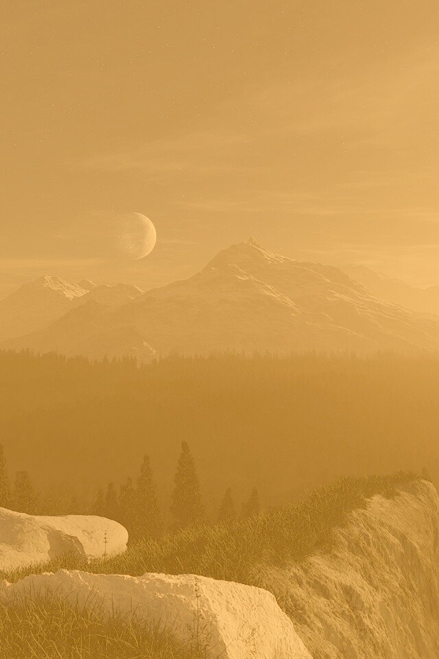 Луна над горами обои