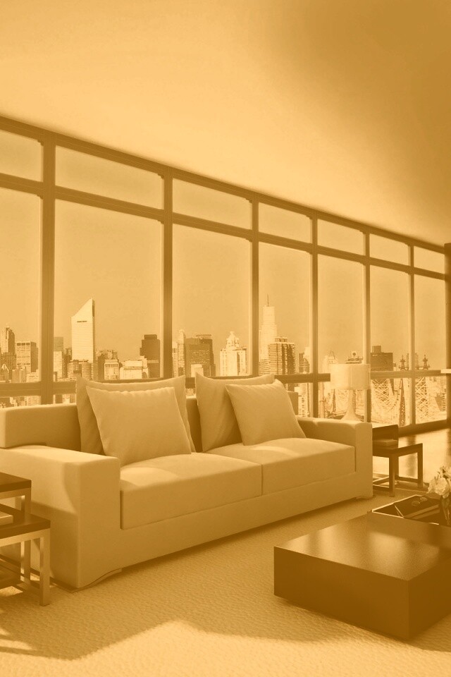 Квартира с видом на мегаполис обои